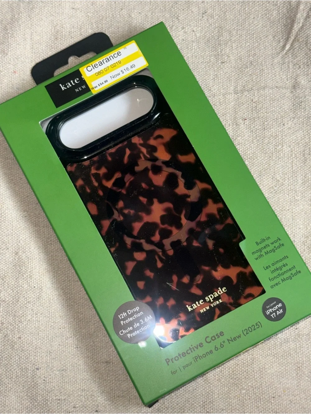 kate spade Black and Brown Tortoiseshell iPhone 17 Air Case MagSafe New